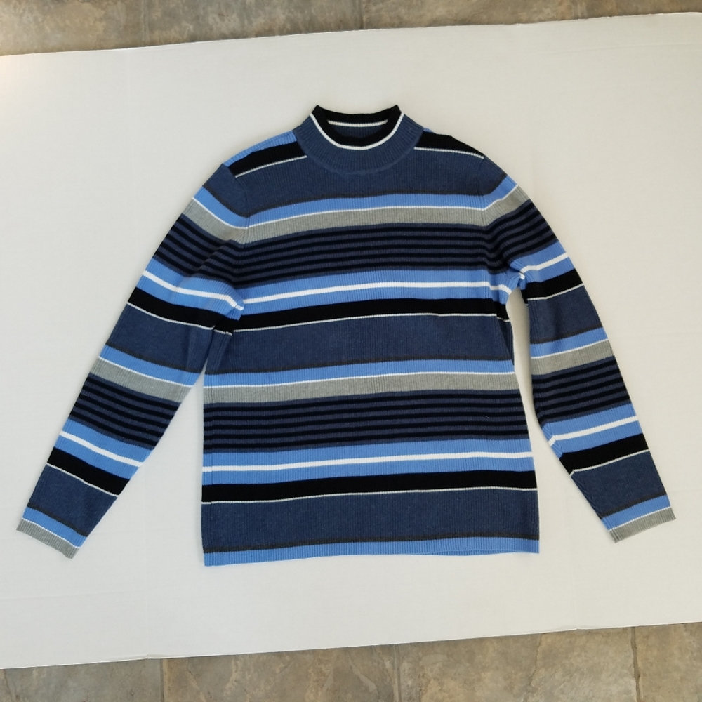 Karen Scott Striped Mock-Neck Sweater size  XL